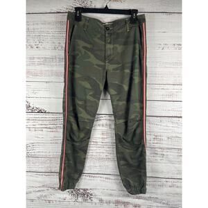 Sundry Pants Women's 27 Camo Green Striped Side Zip Hem Elastic Jogger Casual